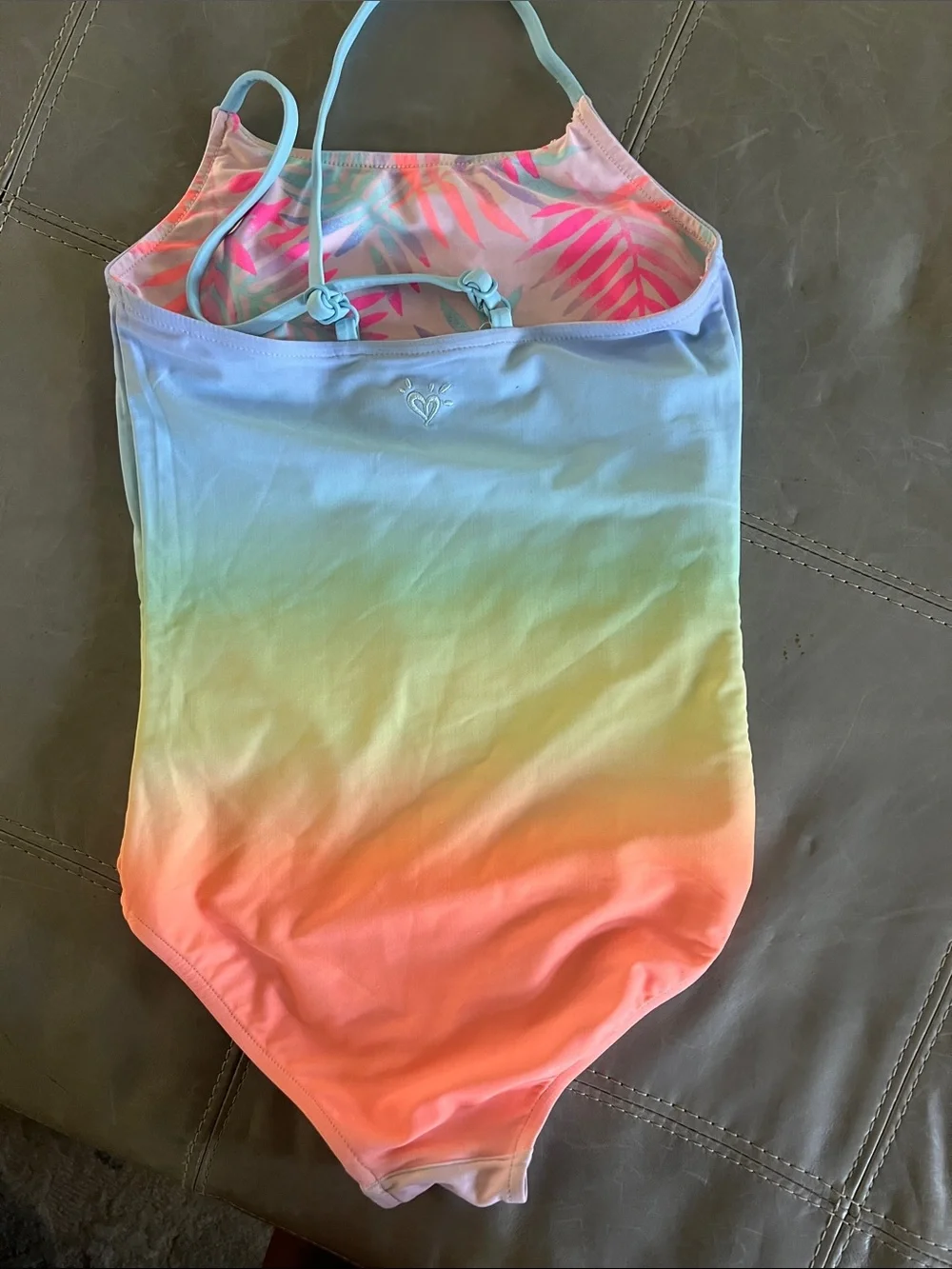 Justice Pastel Palm One-Piece Swimsuit - Pink, Coral, Aqua